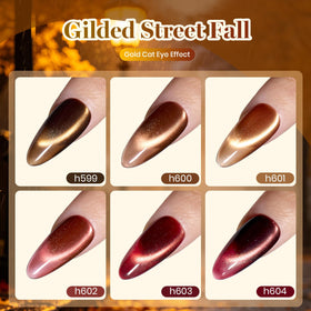 beetles Cat Eye Gel Nail Polish Set with copper gold shade