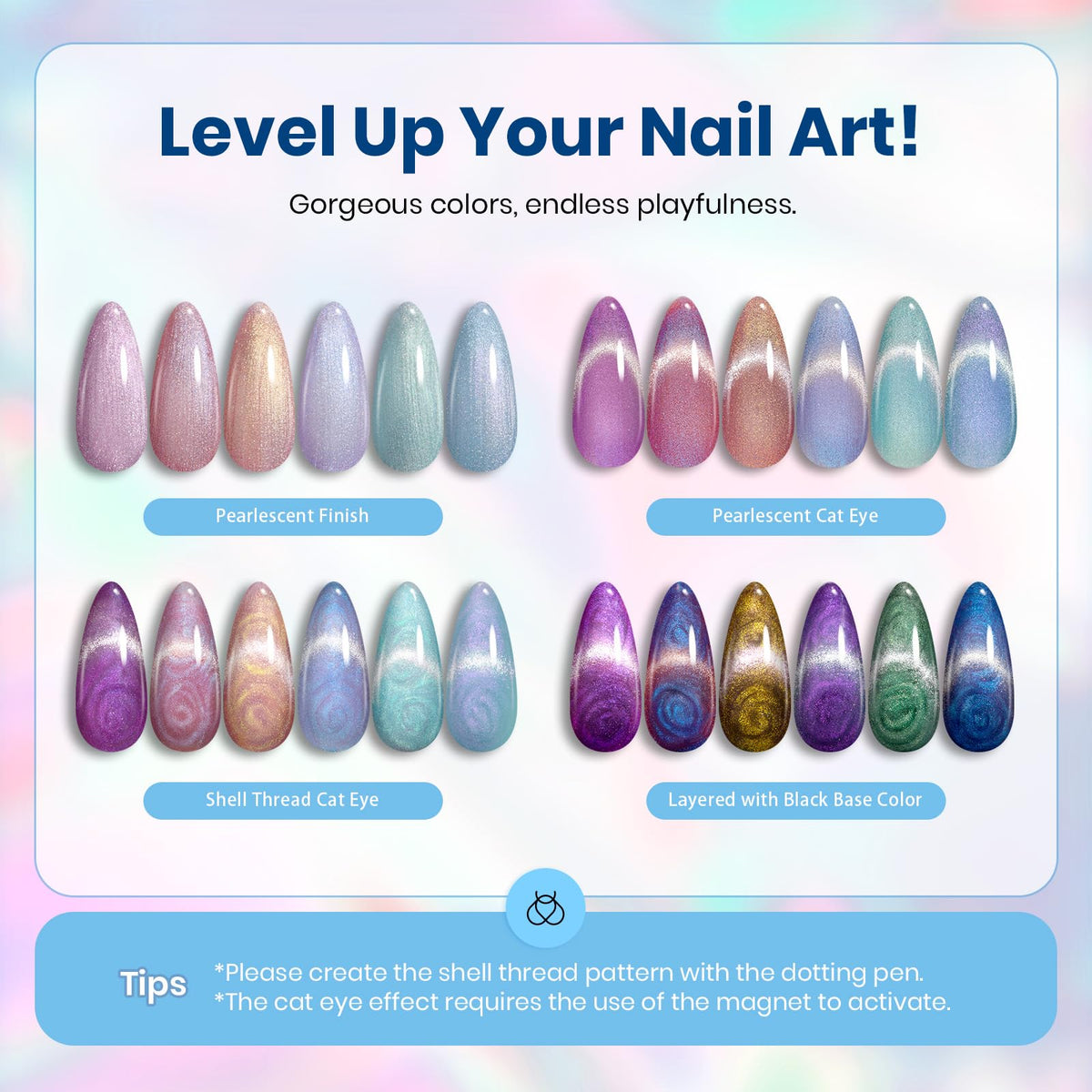 Beetles Cat Eye Gel Nail Polish with magnet and pen