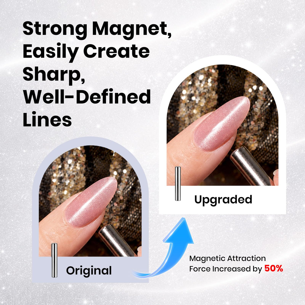 beetles Cat Eye Gel Top Coat in use with magnetic tool