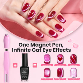 Beetles Cat Eye Magnet with Heart, Round, and Stripe heads