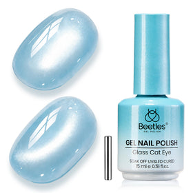 Beetles Crystal Ocean Blue Cat Eye Gel Nail Polish 15ML front view