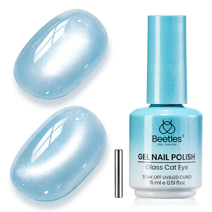 Beetles Crystal Ocean Blue Cat Eye Gel Nail Polish 15ML front view