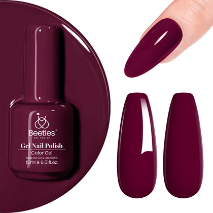beetles Dark Red Gel Nail Polish 15ML Mellow Plum front view