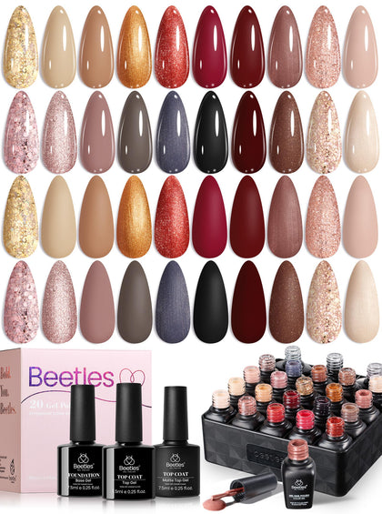 Beetles Fall Gel Nail Polish Set 20 Colours display