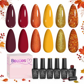 Beetles Fall Gel Nail Polish Set front view with six bottles