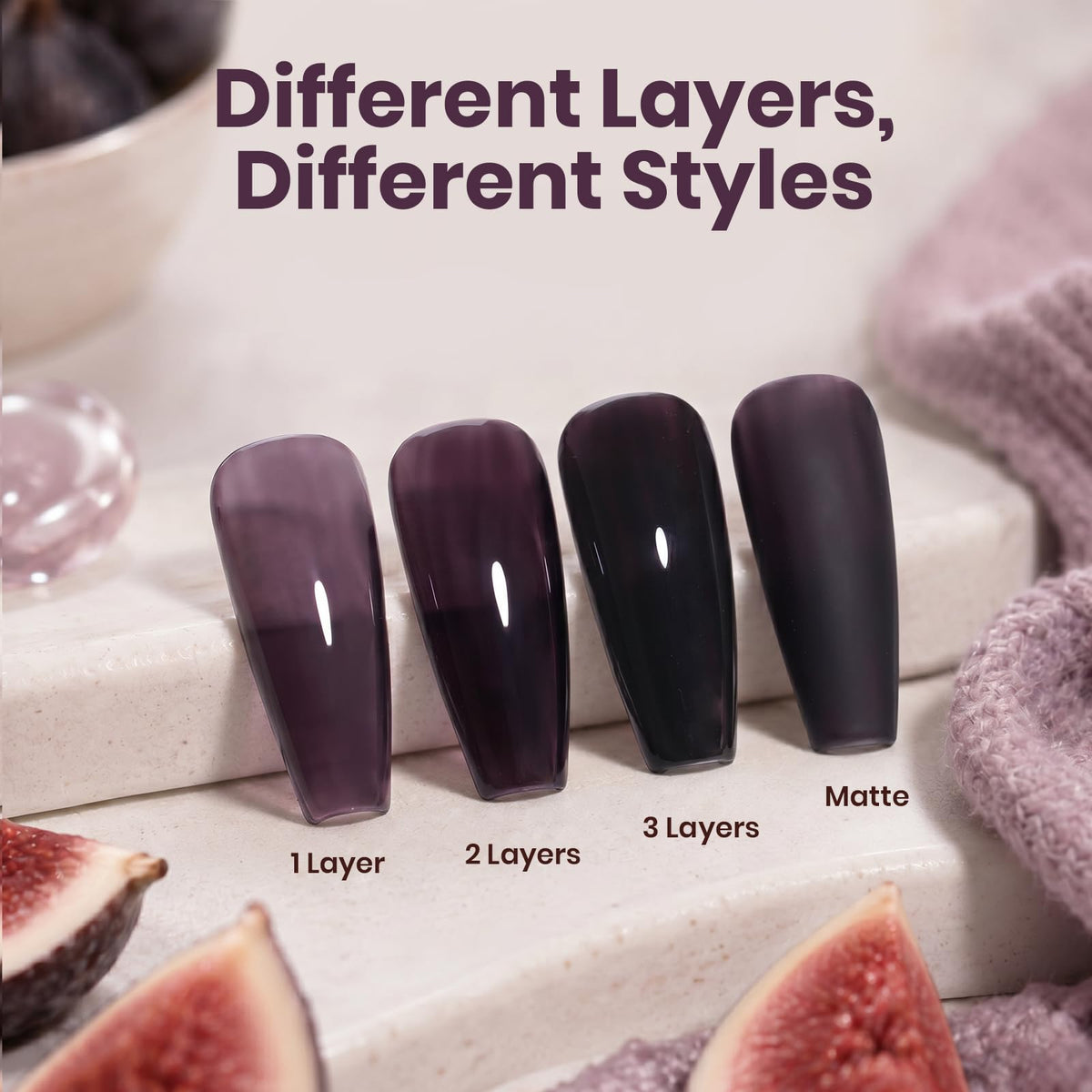 beetles Fig Jelly Purple Gel Nail Polish 15ML applied on nails
