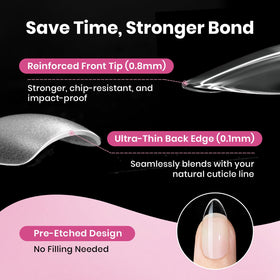 Beetles Flat-X Almond Nail Tips showing various sizes