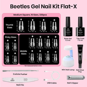 beetles Flat-X Square Nail Tips in various sizes