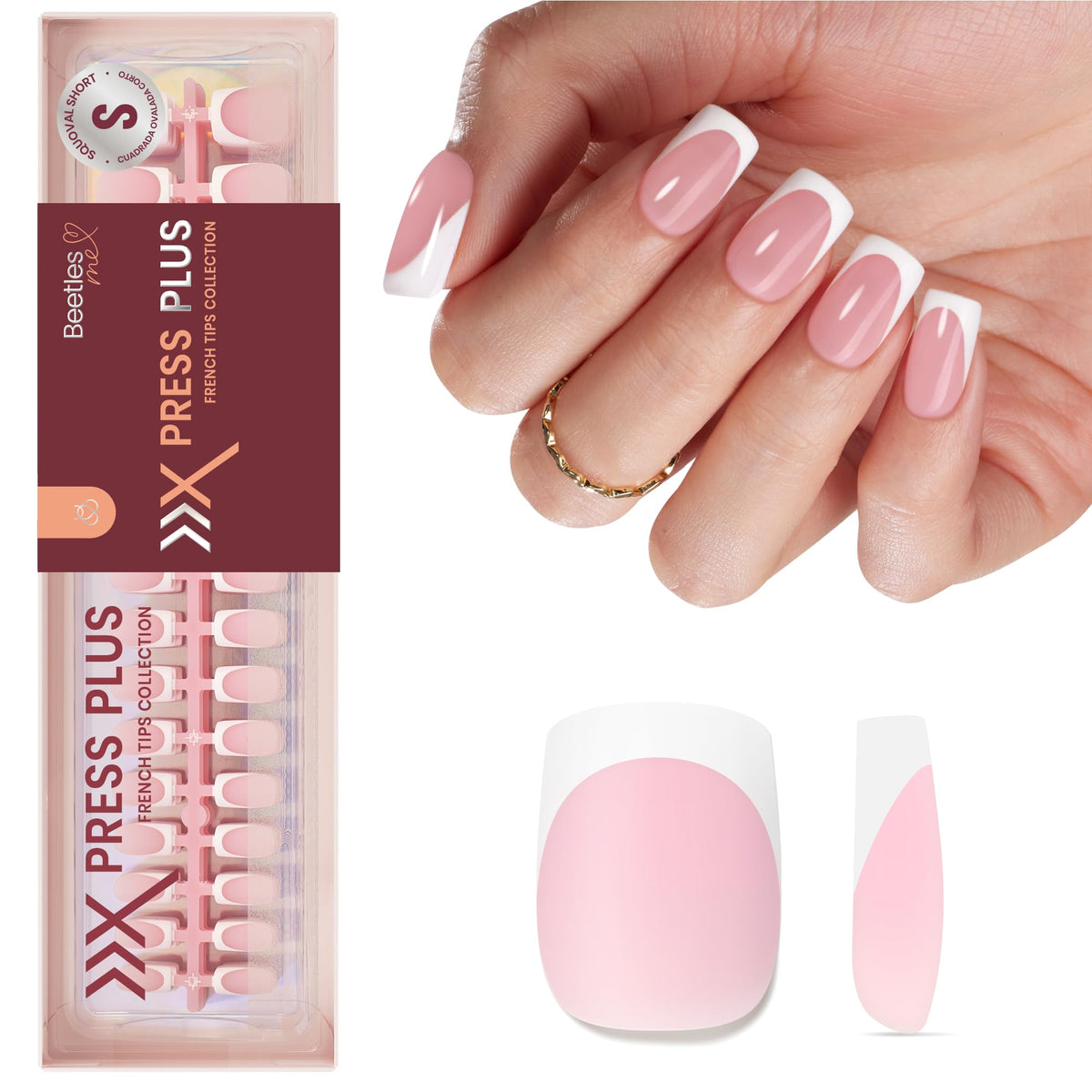 beetles French Tip Press On Nails 224 pcs in packaging