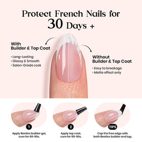 beetles French Tip Press On Nails in various sizes marked 0-10.5