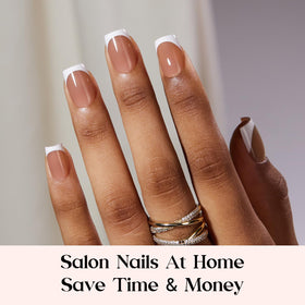 beetles French Tip Press On Nails showing different sizes
