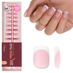 Beetles French Tips Press On Nails 150 pcs in pink colour