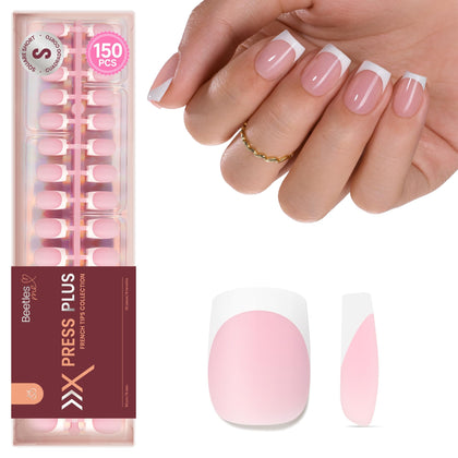 Beetles French Tips Press On Nails 150 pcs in pink colour