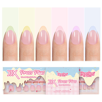 beetles French Tips Press On Nails 192 pieces in macaron colours