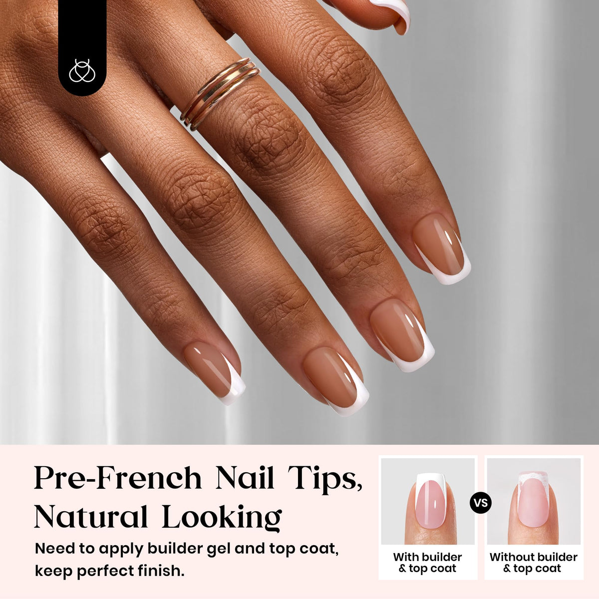 beetles French Tips Press On Nails showing different sizes