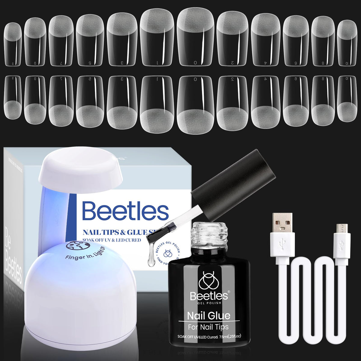 beetles Gel Nail Extension Kit 504Pcs Short Square front view