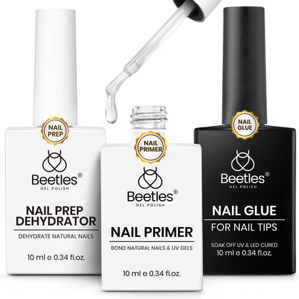 beetles Gel Nail Glue Kit 10ml with Dehydrator and Primer front view