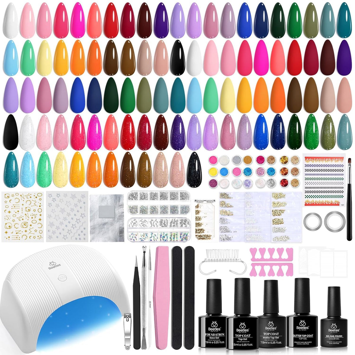 beetles Gel Nail Kit 53 Pcs including 32 gel nail polish bottles