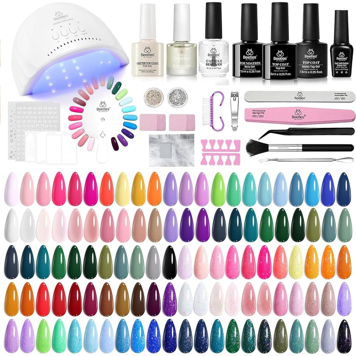 beetles Gel Nail Kit 85 pcs including UV lamp and gel polishes