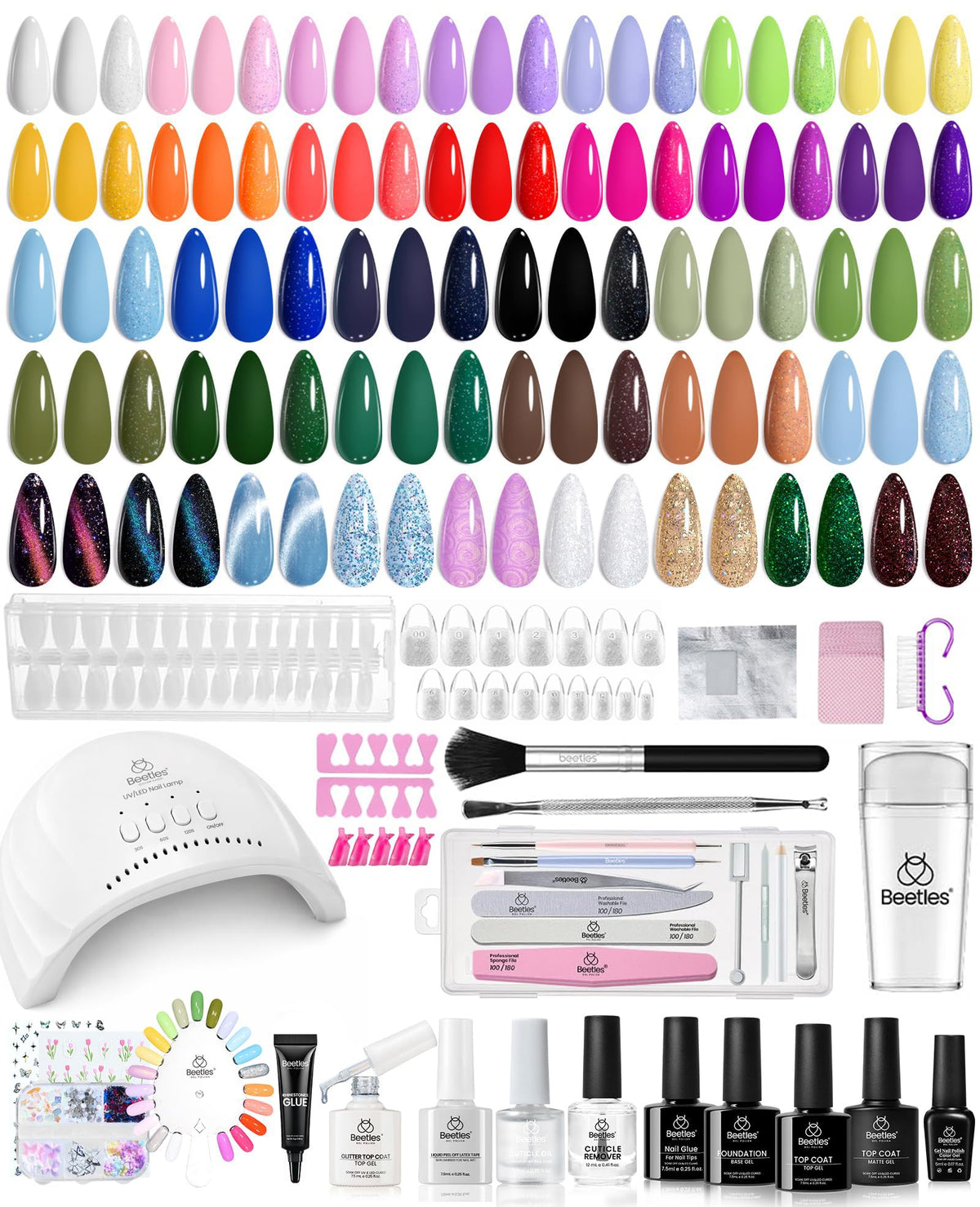 beetles Gel Nail Kit 85 Pcs with UV Light front view