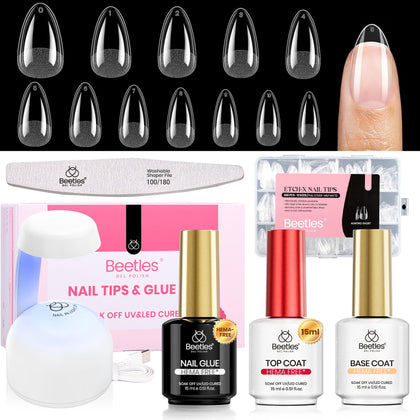 beetles Gel Nail Kit Almond Short 288pcs Nail Tips front view