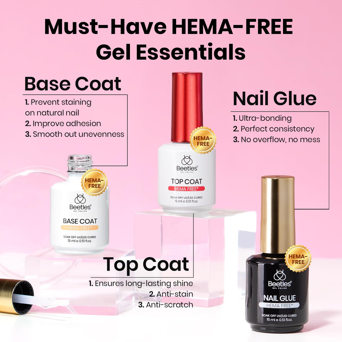 beetles Gel Nail Kit base coat and top coat