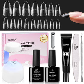 beetles Gel Nail Kit Curve-EX front view with nail tips and tools
