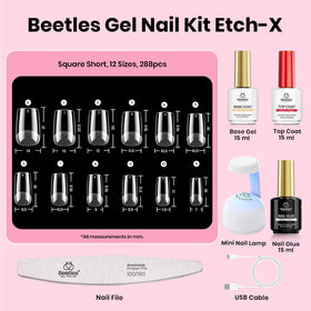 beetles Gel Nail Kit Etch-X base coat and top coat bottles