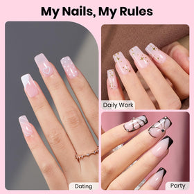 beetles Gel Nail Kit Etch-X square short nail tips in various sizes