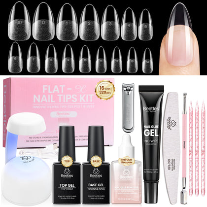 beetles Gel Nail Kit Flat-X Almond Medium 320pcs front view