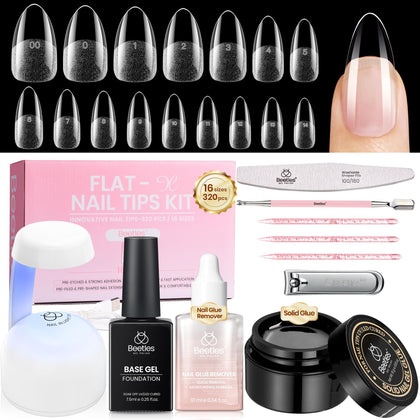 beetles Gel Nail Kit Flat-X Almond Medium 320pcs nail tips and tools
