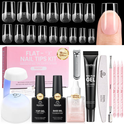 beetles Gel Nail Kit Flat-X Square Short 320pcs front view