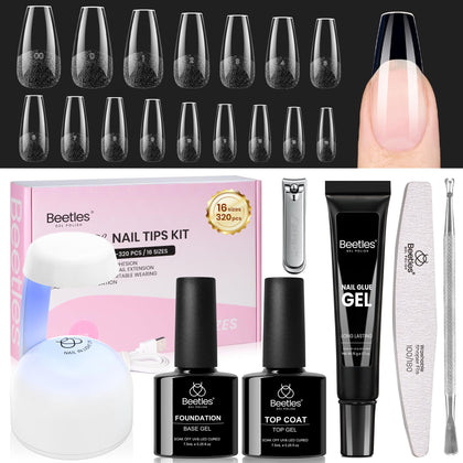 beetles Gel Nail Kit Flat-X with nail tips and tools