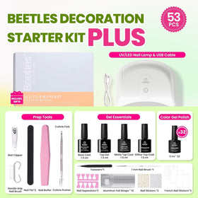 beetles Gel Nail Kit showing nail tools and polish bottles