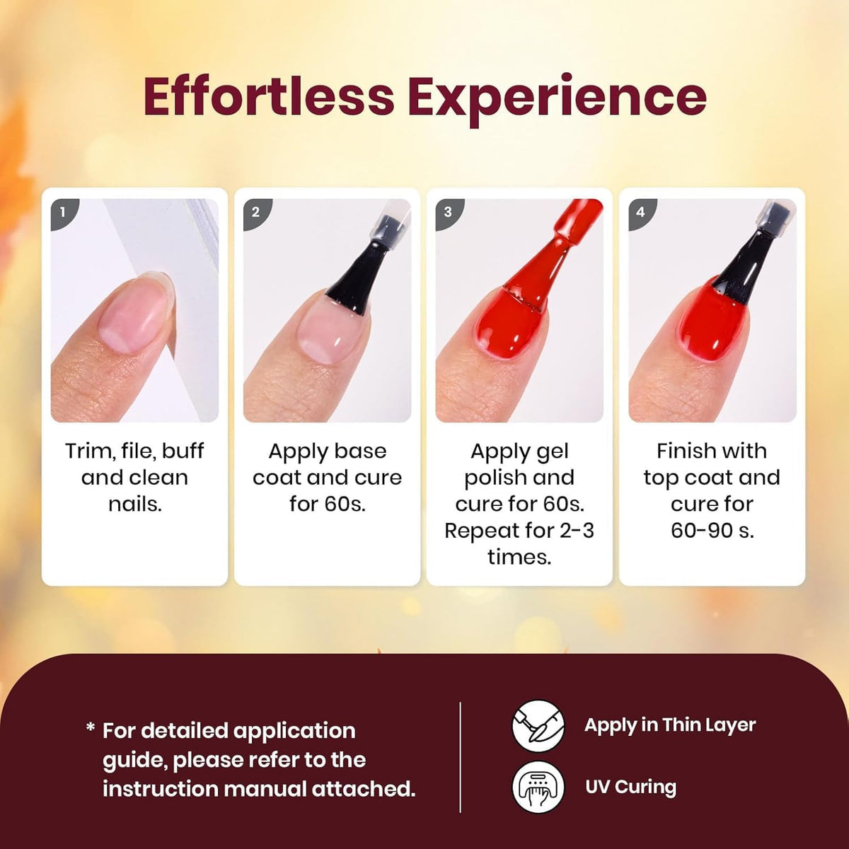 beetles Gel Nail Polish application process with UV light