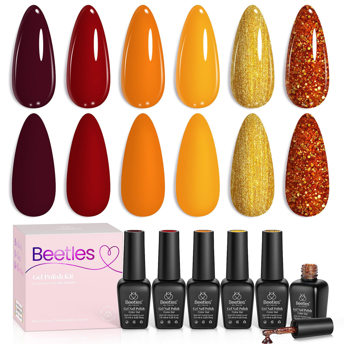 beetles Gel Nail Polish Fall Gel Polish Set 6 shades front view
