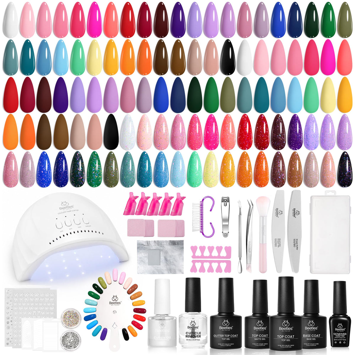beetles Gel Nail Polish Kit 68 Pcs with UV lamp and tools