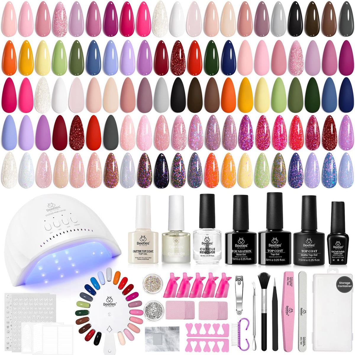 beetles Gel Nail Polish Kit 68Pcs with UV lamp and tools