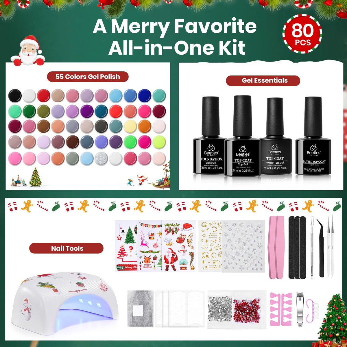 beetles Gel Nail Polish Kit beautifully packaged in a holiday gift box