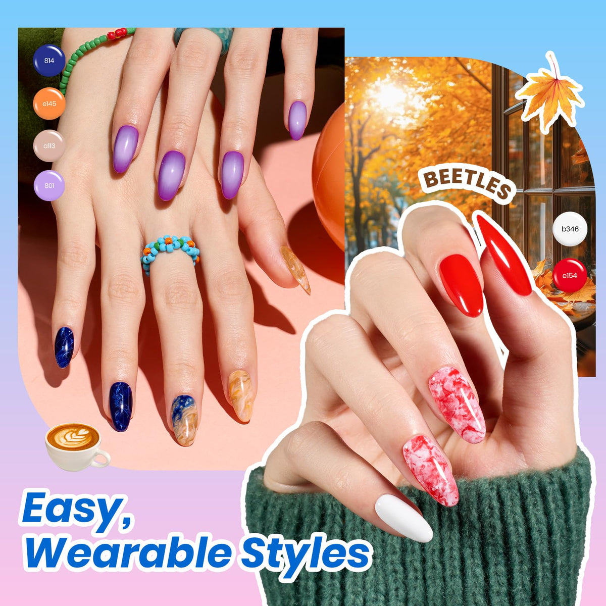 beetles Gel Nail Polish kit displayed with tools