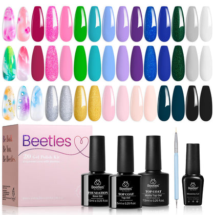 beetles Gel Nail Polish Kit with 19 colours and Blooming Gel