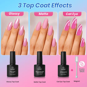 beetles Gel Nail Polish Kit with cat eye glitter top coat