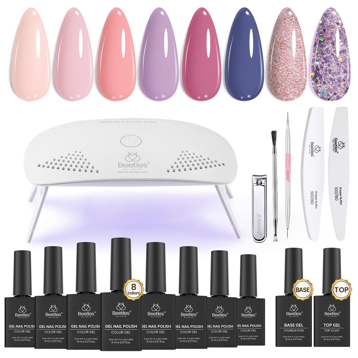 beetles Gel Nail Polish Kit with UV light and nail tools