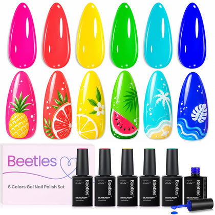 beetles Gel Nail Polish Neon Set with 6 vibrant colours
