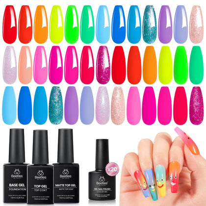 beetles Gel Nail Polish Set 20 vibrant colours front view