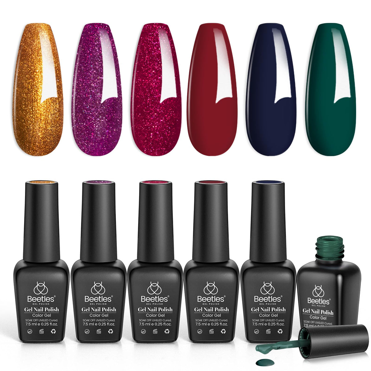 Beetles Gel Nail Polish Set 6 colors front view