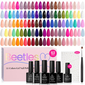 beetles Gel Nail Polish Set 63 PCS with 55 colours and accessories