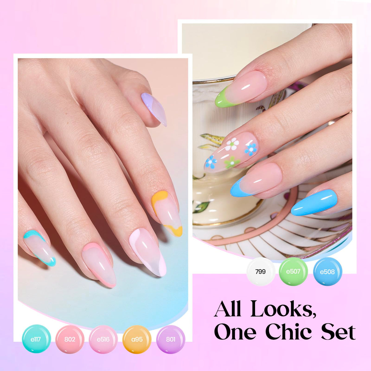 beetles Gel Nail Polish Set glossy and matte top coats
