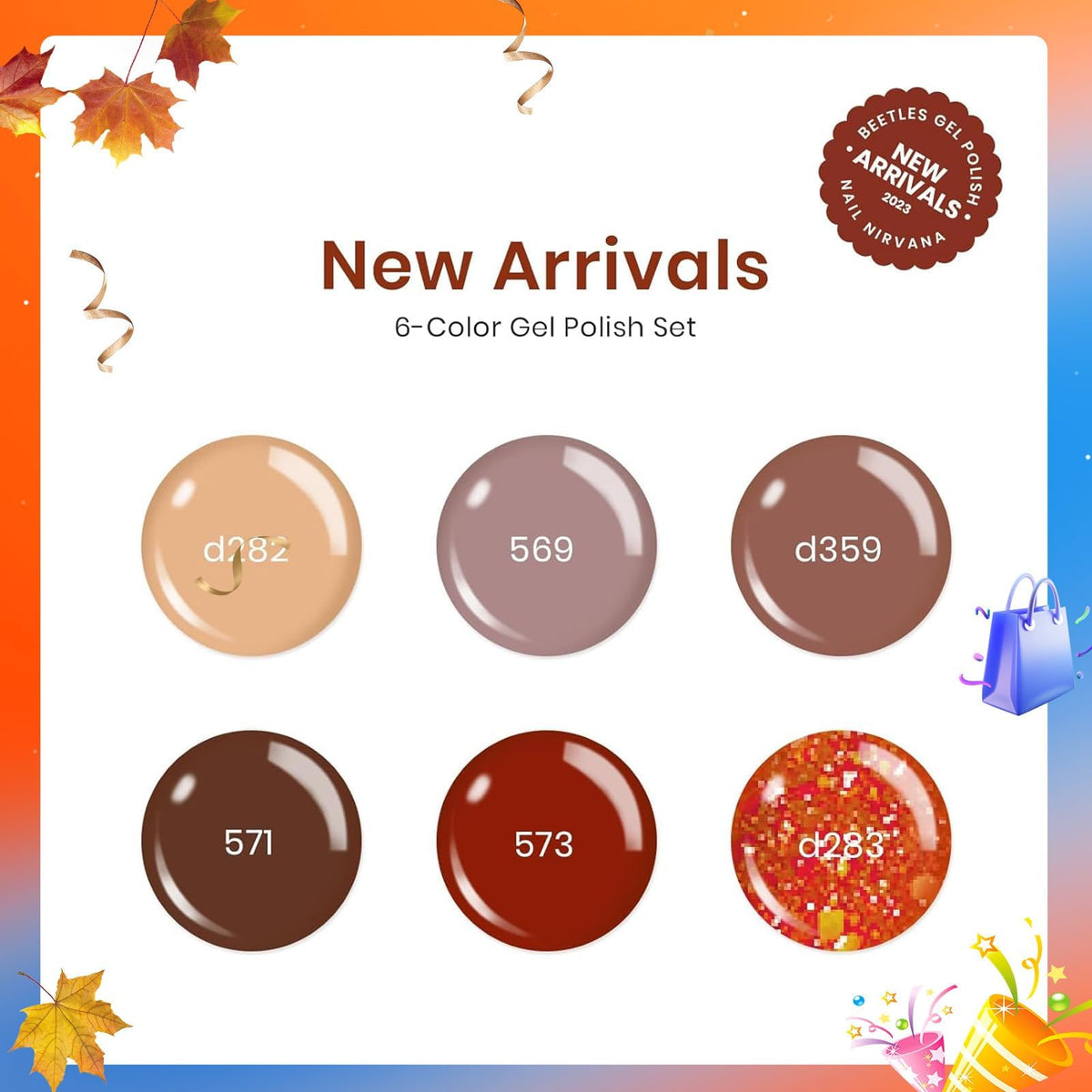 Beetles Gel Nail Polish Set packaging with 6 colours
