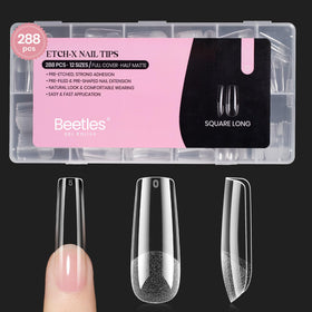 beetles Gel Nail Tips 288 pcs long square tips front view